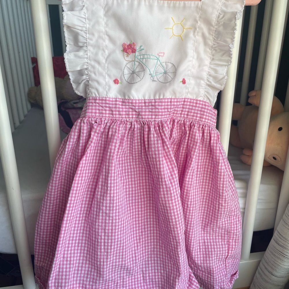 Petit Ami Pink and White Gingham Dress